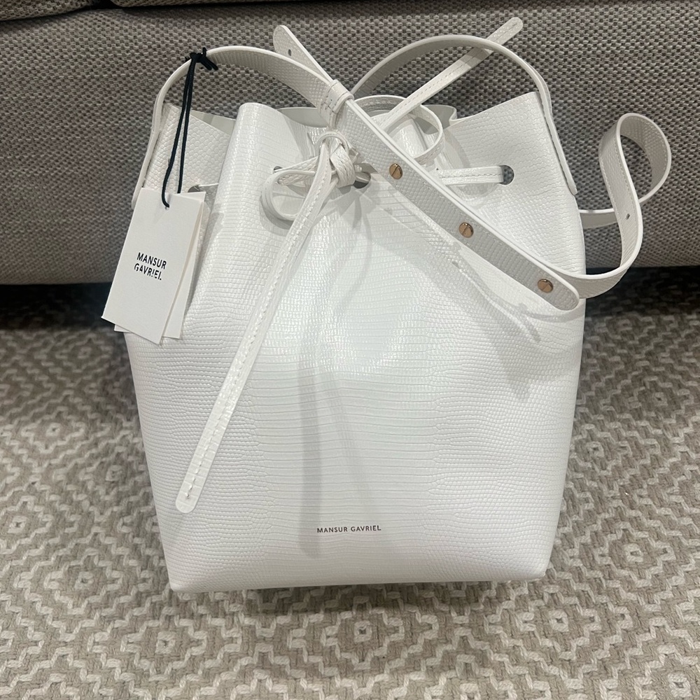 MANSUR GAVRIEL MINI BUCKET BAG white
